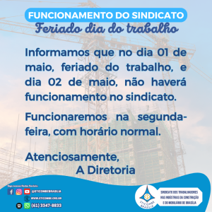Feriado dia do trabalho